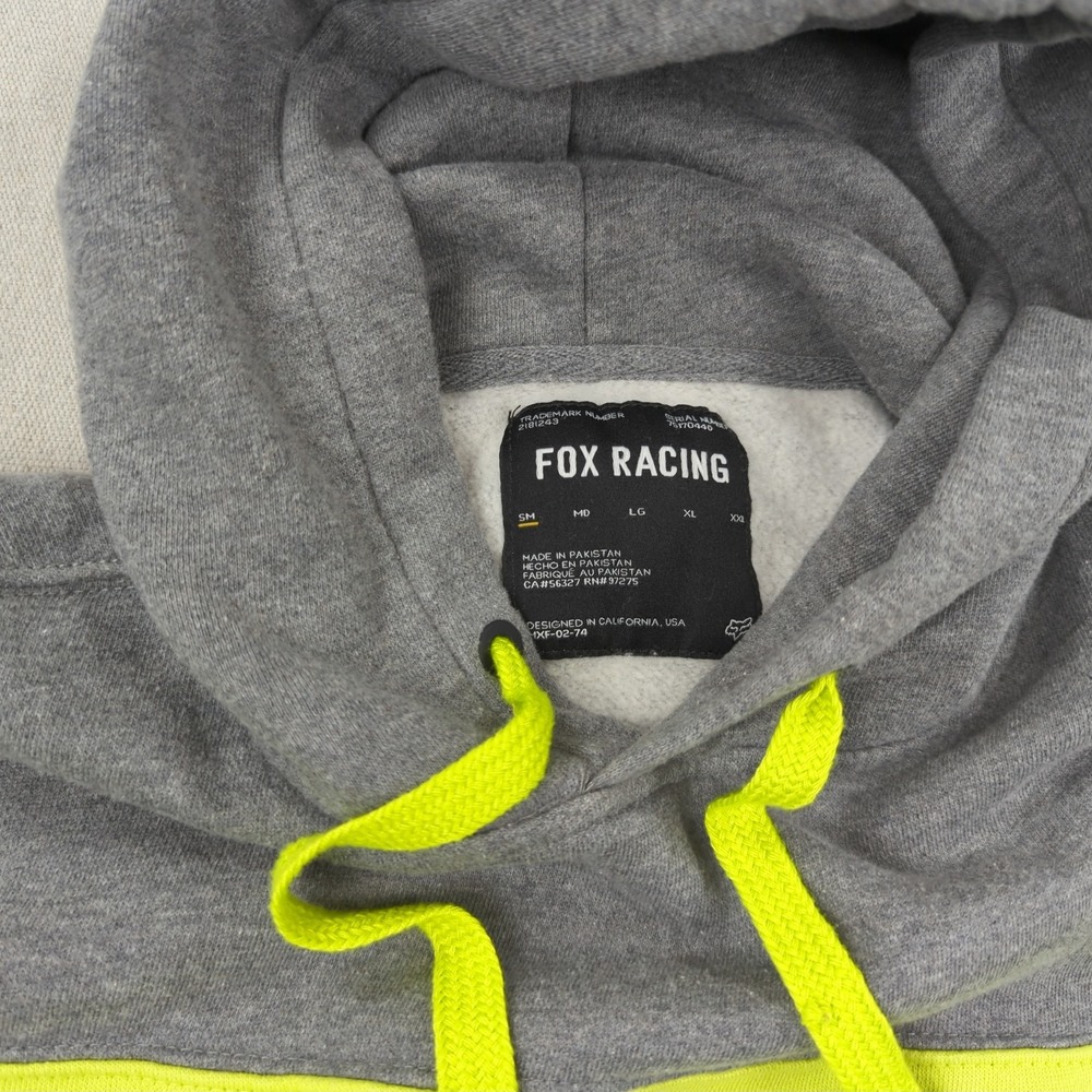 Fox Racing Hoodie Mens  Small Grey Yellow Activewear Pull Over‎ - Picture 4 of 13